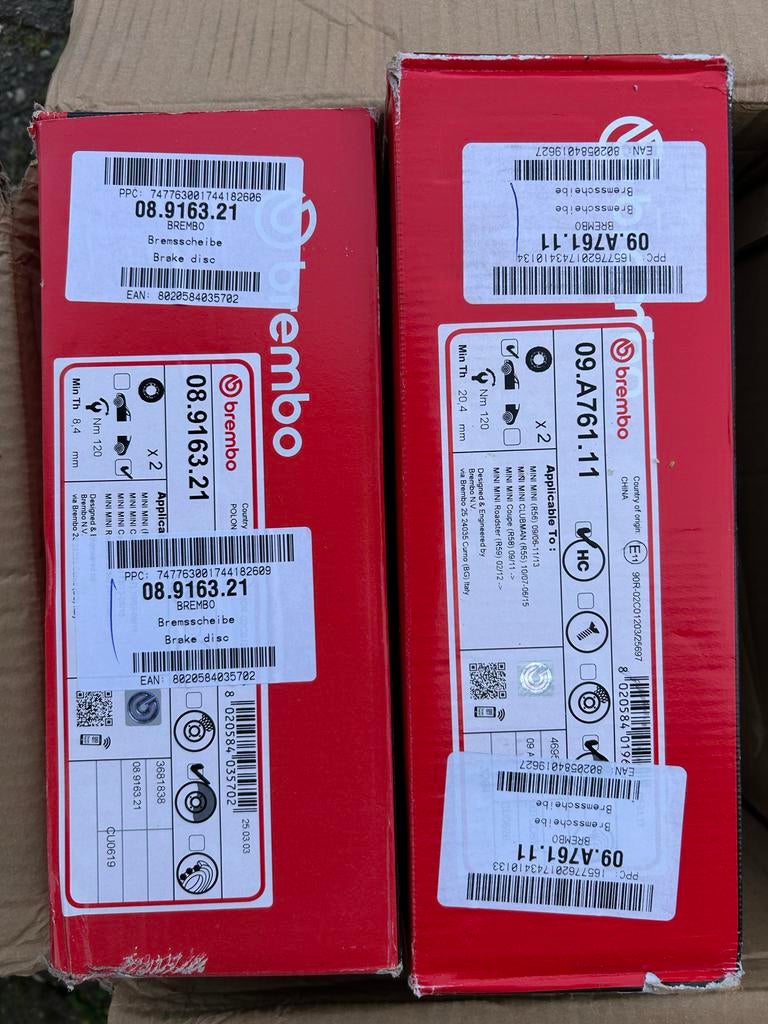 Nieuwe Brembo remschijven en remblokken voor mini cooper, Ophalen of Verzenden, Nieuw, Mini