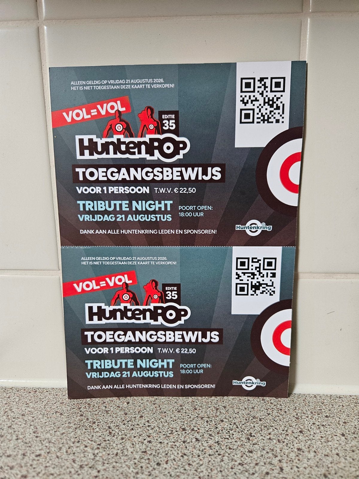 2x Huntenpop toegang tickets, Twee personen