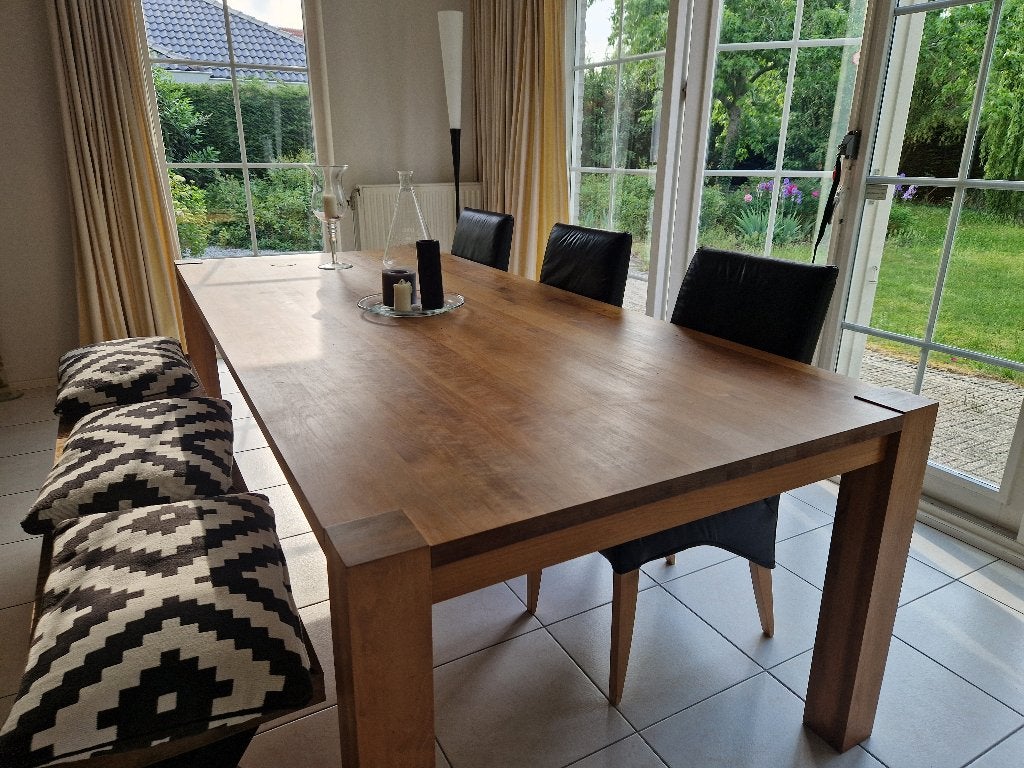 Massief kersenhout eettafel 250x110 cm — 8 personen, Ophalen, 100 tot 150 cm, 200 cm of meer, Zo goed als nieuw