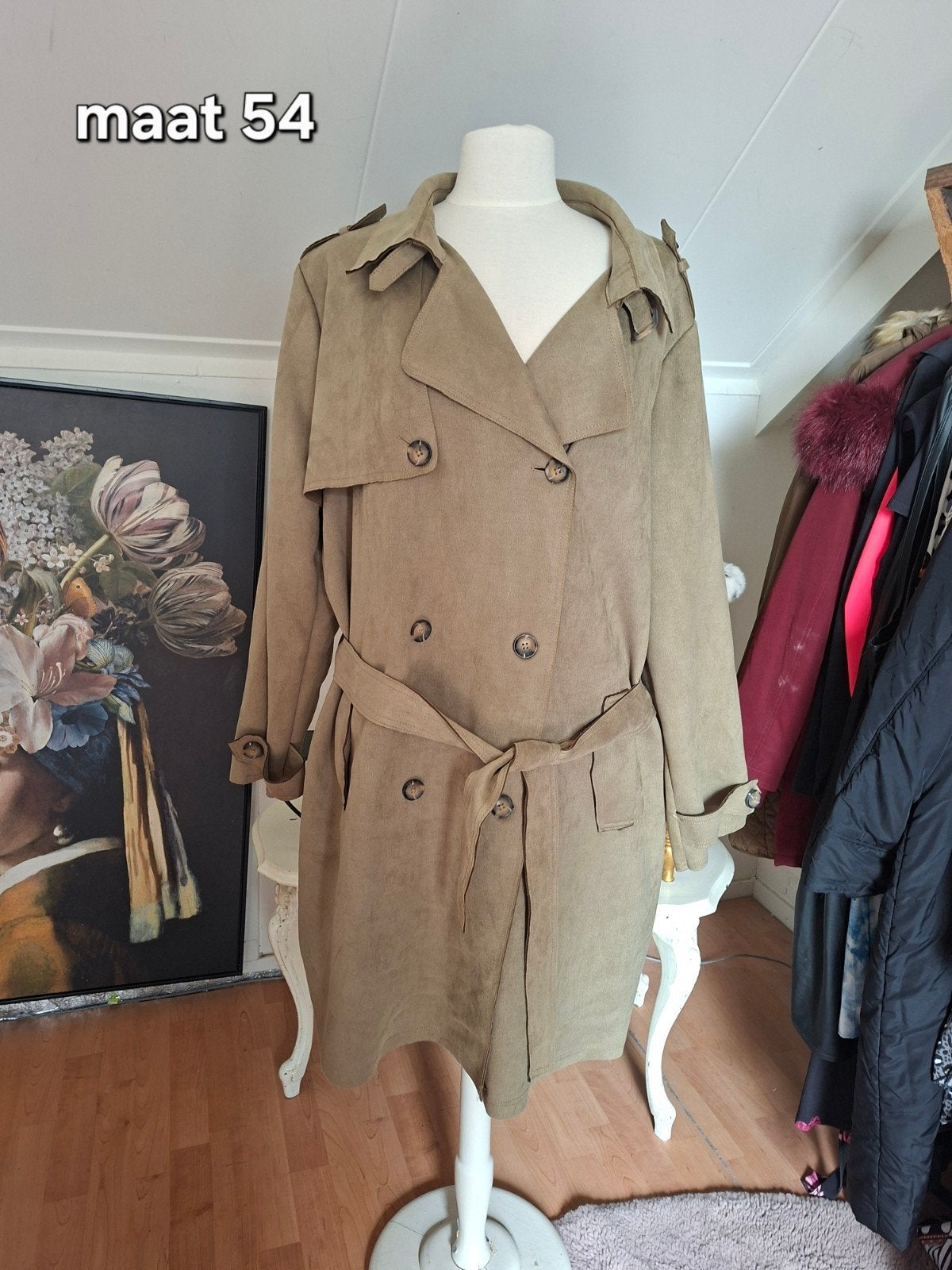 Prachtige suede zomer jas maat 54, Kleding | Dames, Grote Maten, Ophalen of Verzenden, Zo goed als nieuw, Zwart, Jas of Mantel