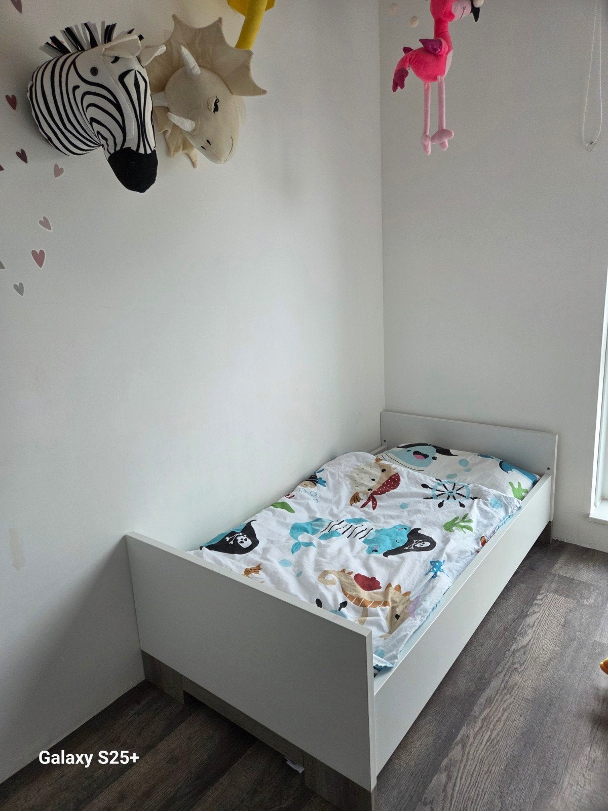 Doorgroeibed (ledikant) wit met lattenbodem en matras, Gebruikt, 70 tot 85 cm, 140 tot 160 cm, Ophalen