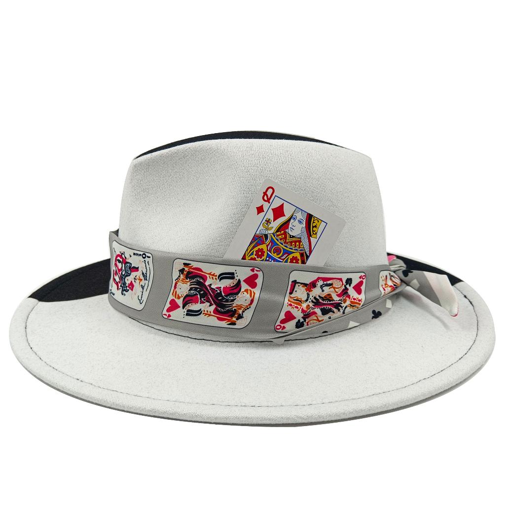 Witte zwarte fedora met band / heren dames zomerhoed, Verzenden, Nieuw, Hoed