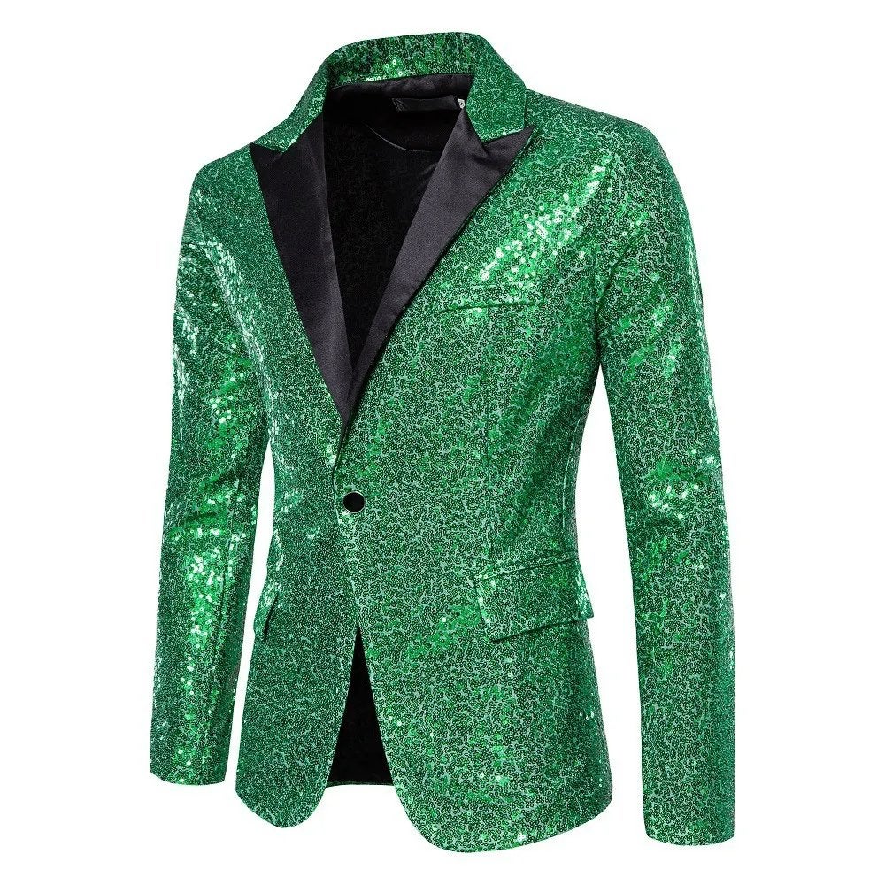Heren groen glitter colbert / blazer paillet mannen glimmend, Kleding | Heren, Verzenden, Nieuw, Overige maten, Groen