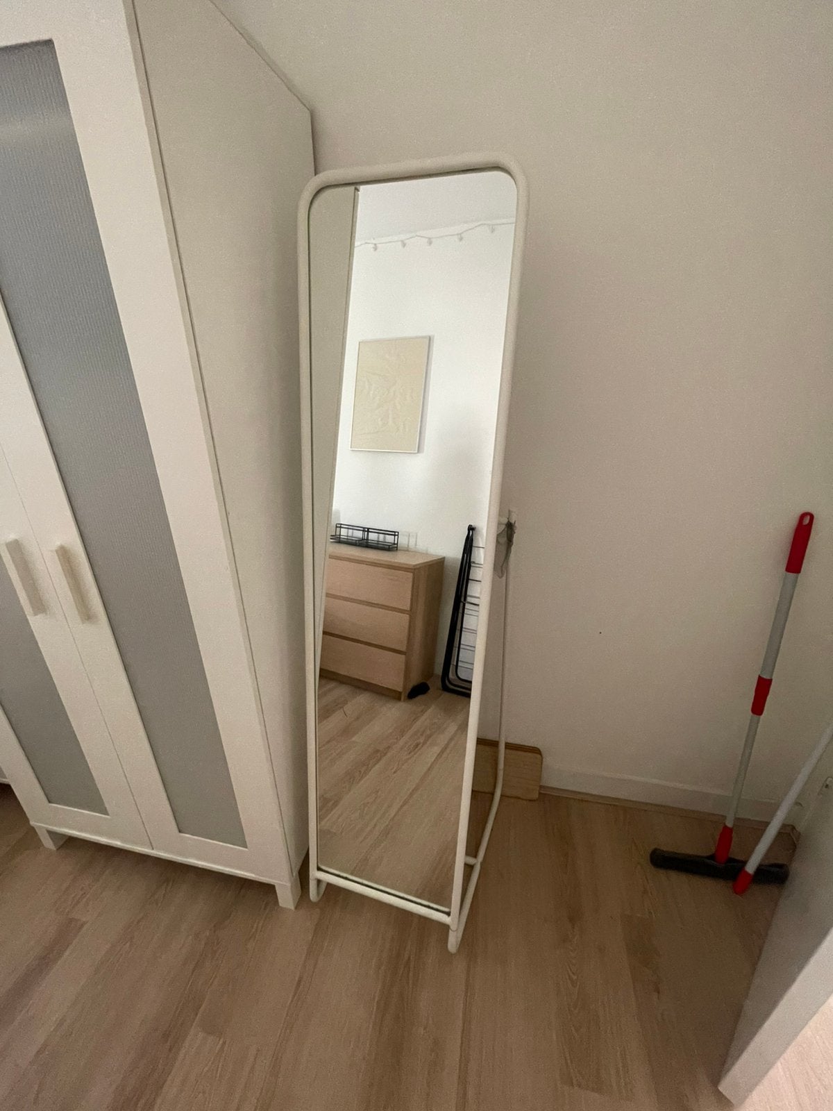 Staande spiegel wit, Ophalen, Minder dan 50 cm, Zo goed als nieuw, 150 tot 200 cm