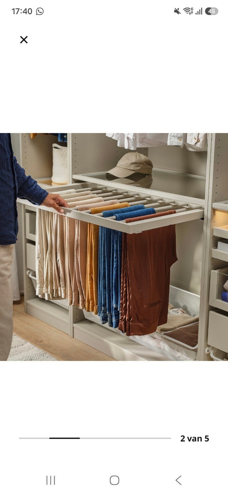 Ikea pax uittrekbare broekhanger, Ophalen, 50 tot 100 cm, Zo goed als nieuw, Minder dan 100 cm