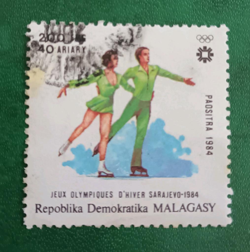 Malagasy 1984 pz olympic games Sarajevo, Verzenden, Overige landen, Gestempeld