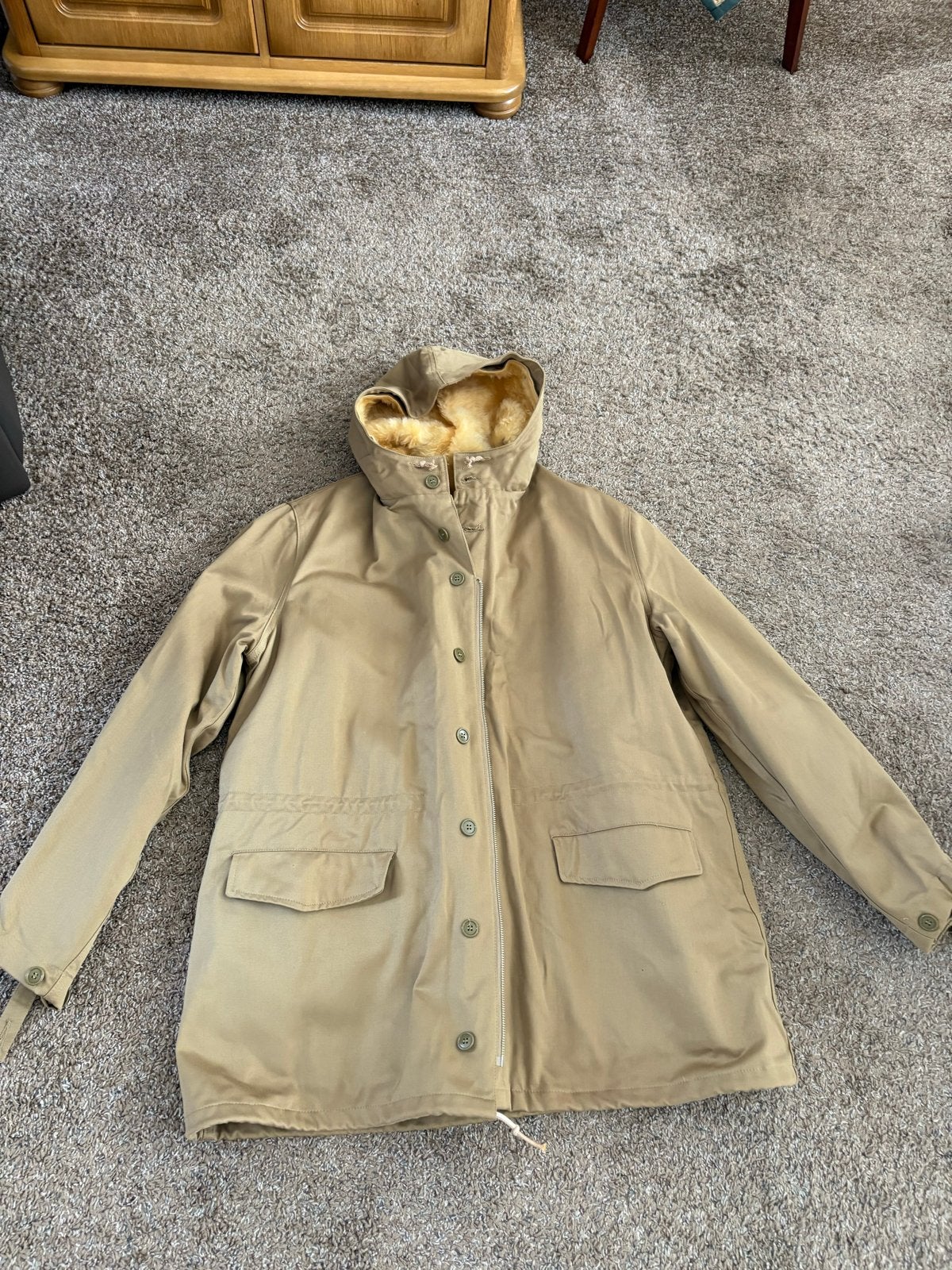 KLM Kleding Winterjas Maat 58 - Zo goed als nieuw, Ophalen of Verzenden, Nieuw, Maat 56/58 (XL), Beige