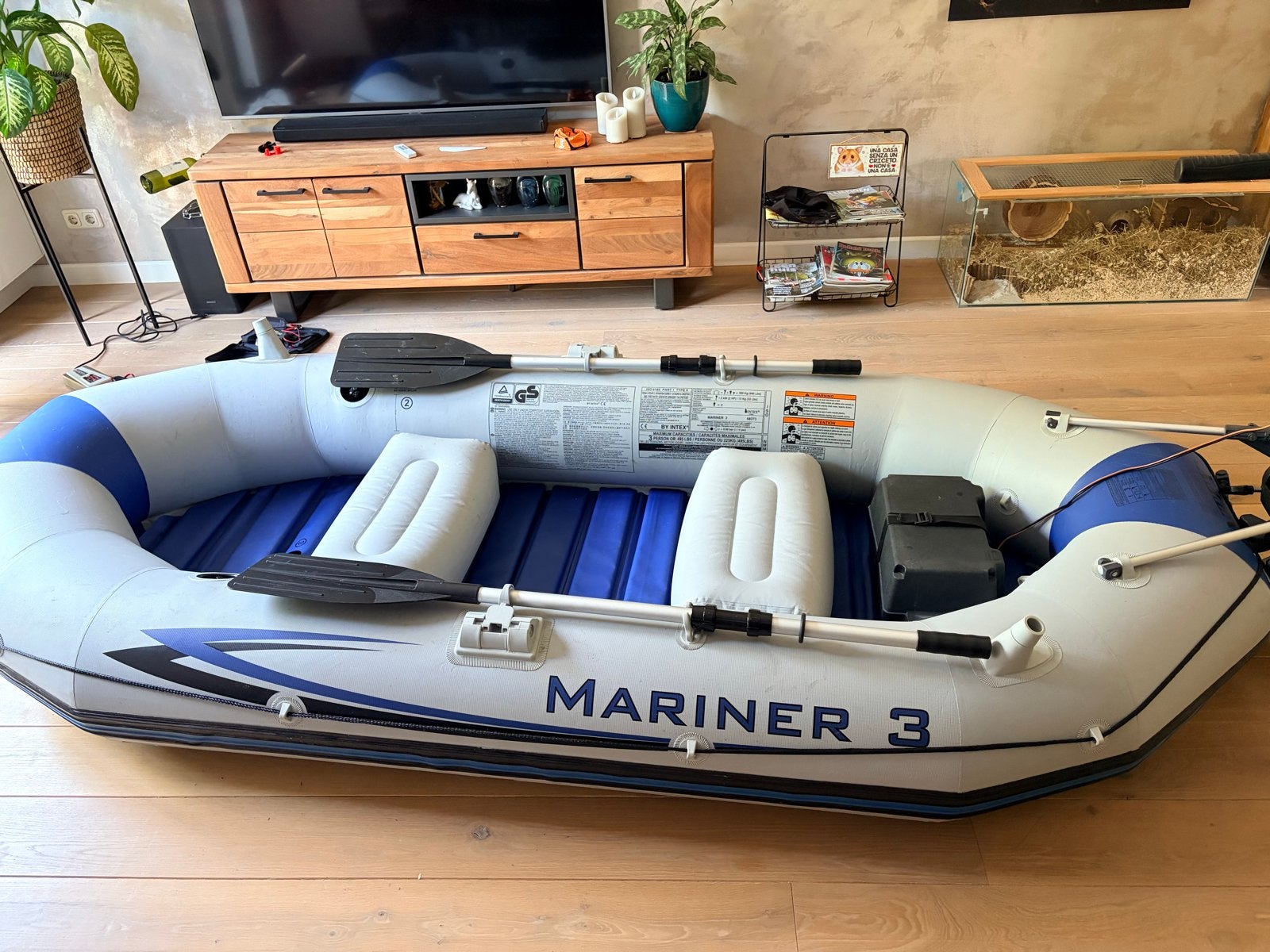 Intex Mariner 3 opblaasboot met elektromotor en accu, Ophalen, Gebruikt