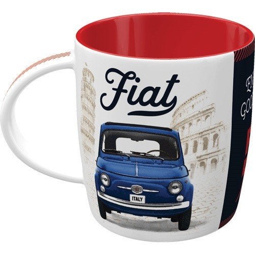 Fiat 500 good things are ahead reclame mok koffiebeker beker, Ophalen of Verzenden, Nieuw, Auto's
