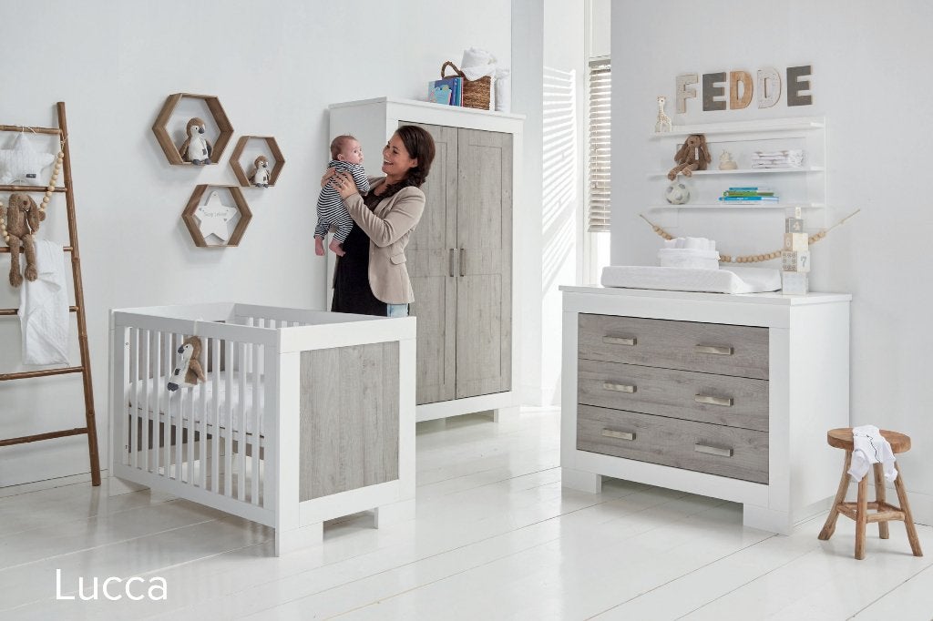 TWF LUCCA compleet babykamer set! + ombouw junior bed, Ophalen, Zo goed als nieuw, Jongetje of Meisje