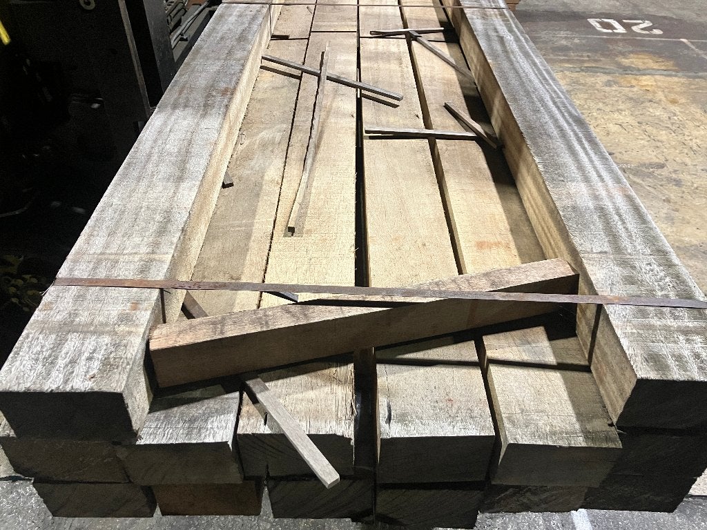balken-liggers-randbalk-palen-Hardhout-Piquia-100x150mm, Tuin en Terras, Palen, Balken en Planken, Ophalen, Nieuw, Hardhout, 250 cm of meer