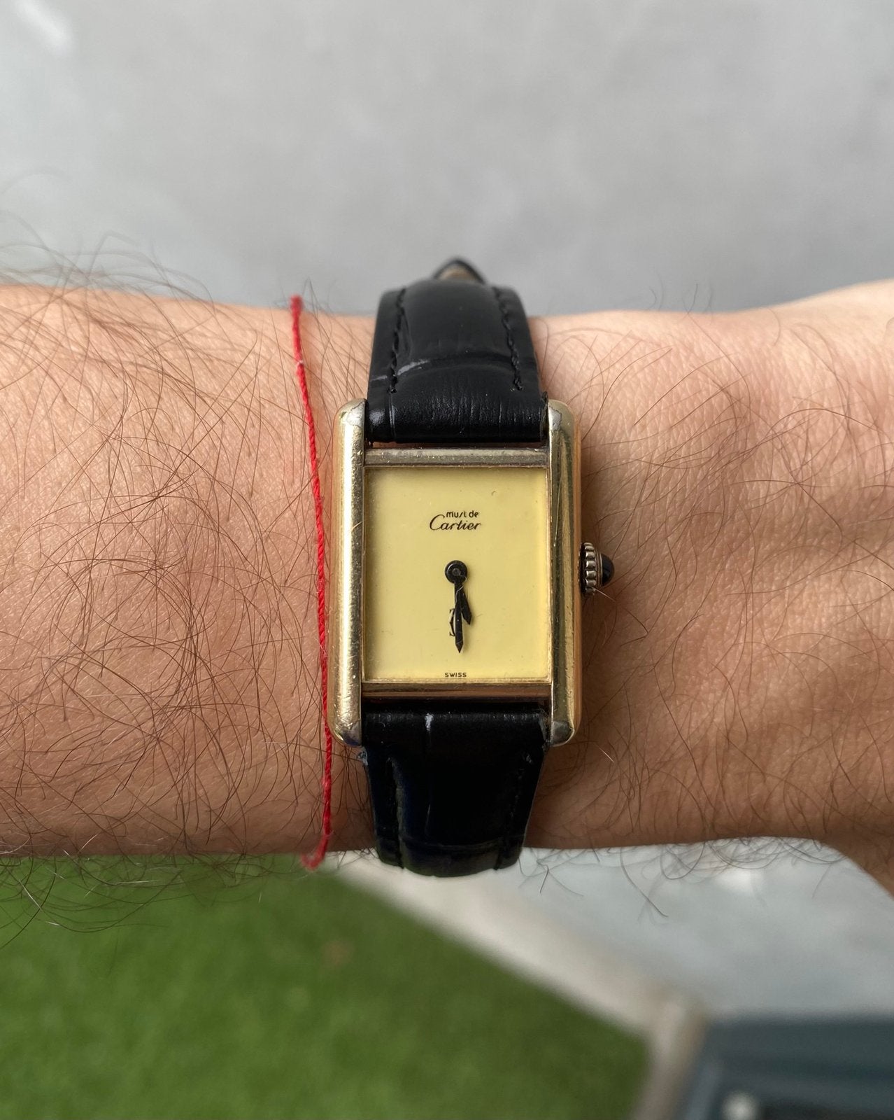 Must De Cartier Tank Unpolished Champagne - Calibre 78-1, Ophalen of Verzenden, Staal, Overige merken, 1960 of later