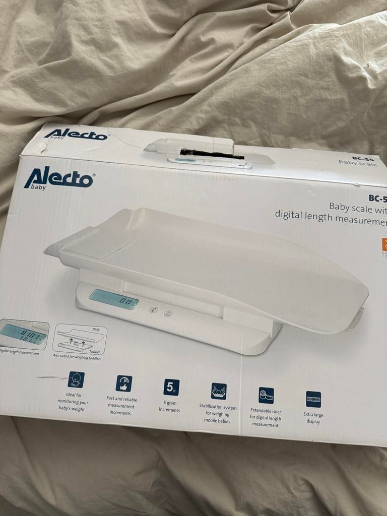 Alecto BC-55 Babyweegschaal met Digitale Lengtemeting, Ophalen of Verzenden, Zo goed als nieuw