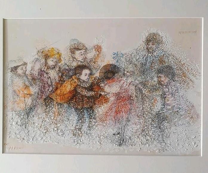Originele tekening schilderij Adrie Hospes de zes zwanen, Antiek en Kunst, Kunst | Schilderijen | Klassiek, Ophalen of Verzenden