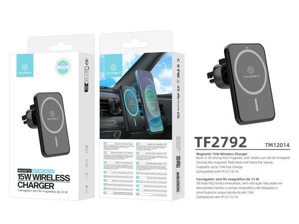 Techancy Magsafe Autohouder & Snellader 15W - TF2792, Telecommunicatie, Mobiele telefoons | Telefoon-opladers, USB-C, Nieuw, Ophalen of Verzenden