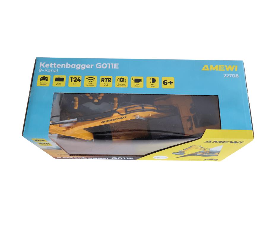Amewi G011E Excavator 9-Channel 1/24 RTR 22708, Ophalen of Verzenden, Nieuw, Auto onroad