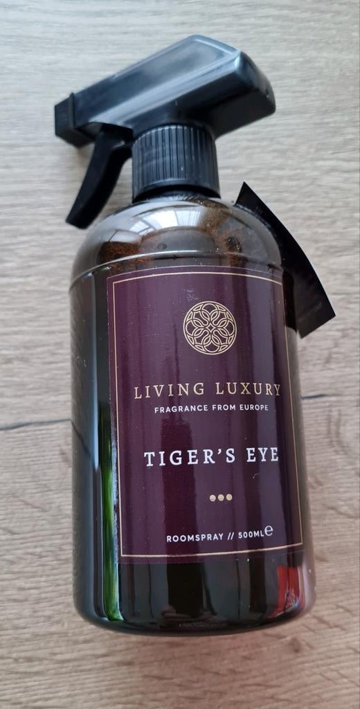 Living Luxury Tiger's Eye Roomspray 500ml, Ophalen of Verzenden, Nieuw, Bruin, Kunststof
