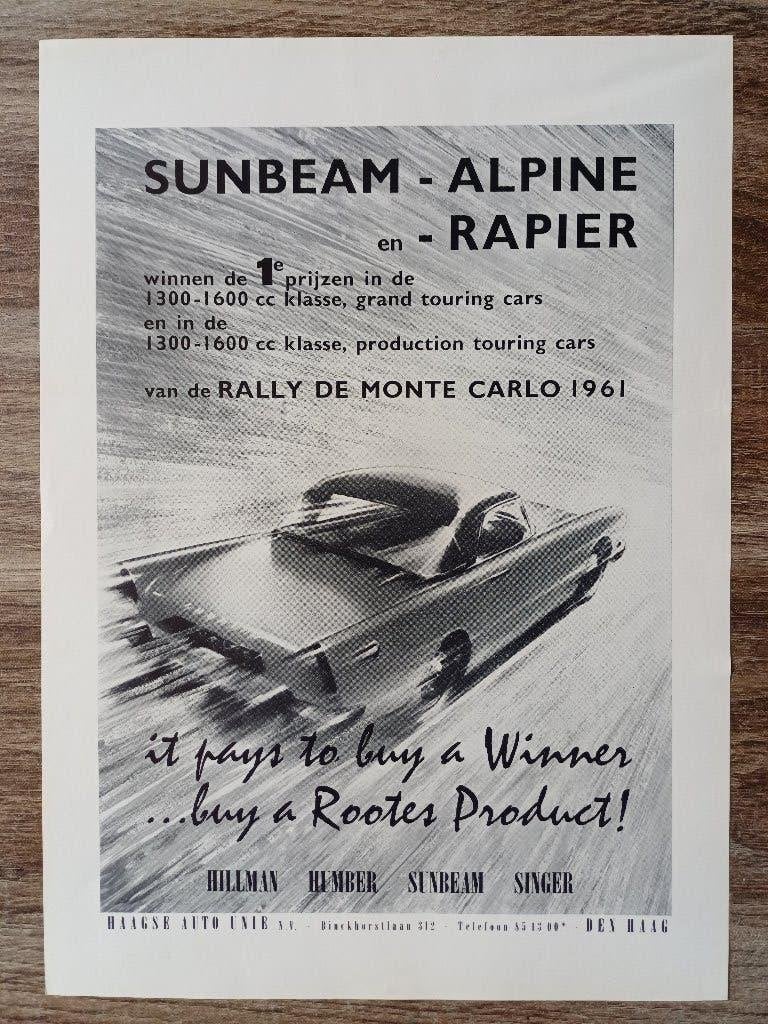 Sunbeam Alpine leaflet uit 1961, Verzenden, Gelezen, Overige merken