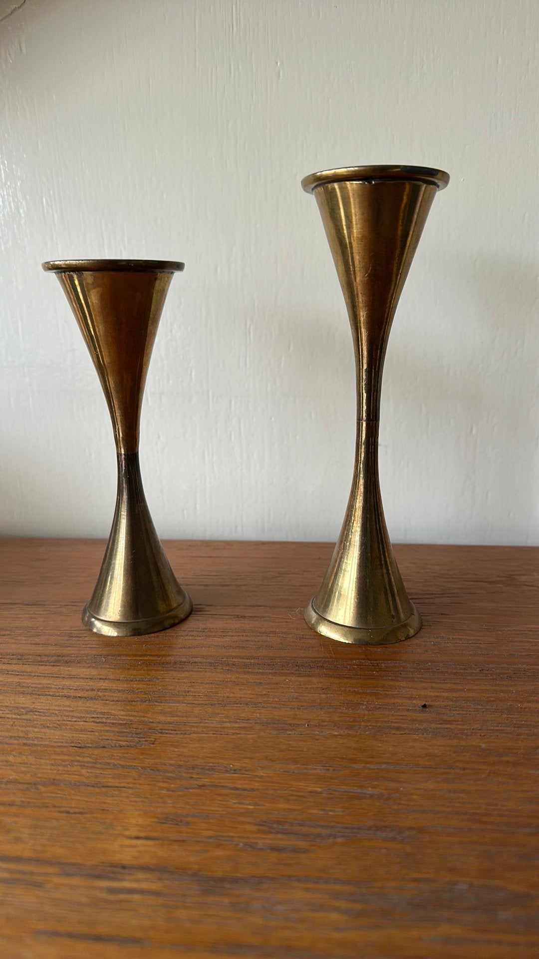 Set Vintage, messing kandelaars, Ophalen of Verzenden, Koper of Brons