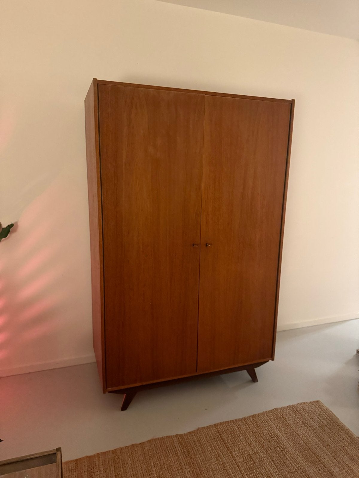 Vintage Teakhouten Kledingkast met Planken en Hanggedeelte, Ophalen of Verzenden