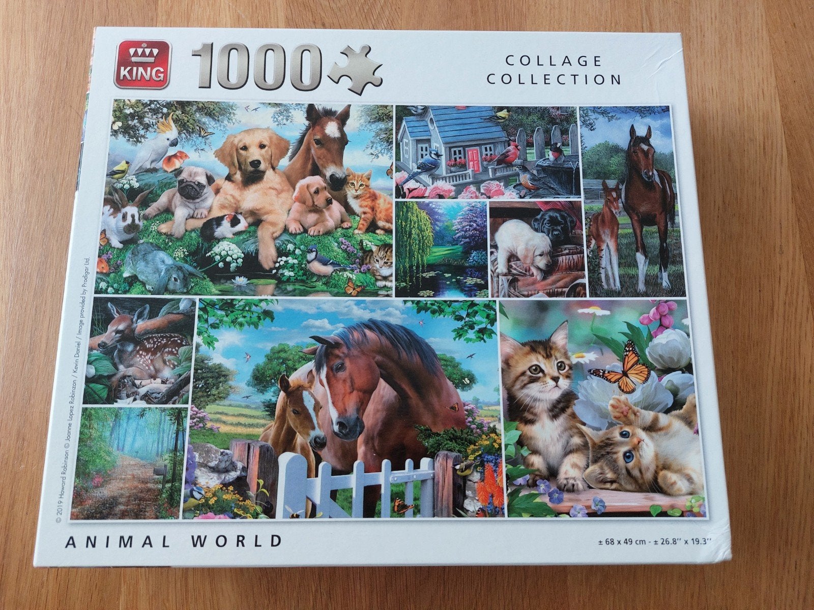 King Legpuzzel 1000 stukjes - Animal World Collage, Ophalen of Verzenden, 500 t/m 1500 stukjes, Zo goed als nieuw, Legpuzzel
