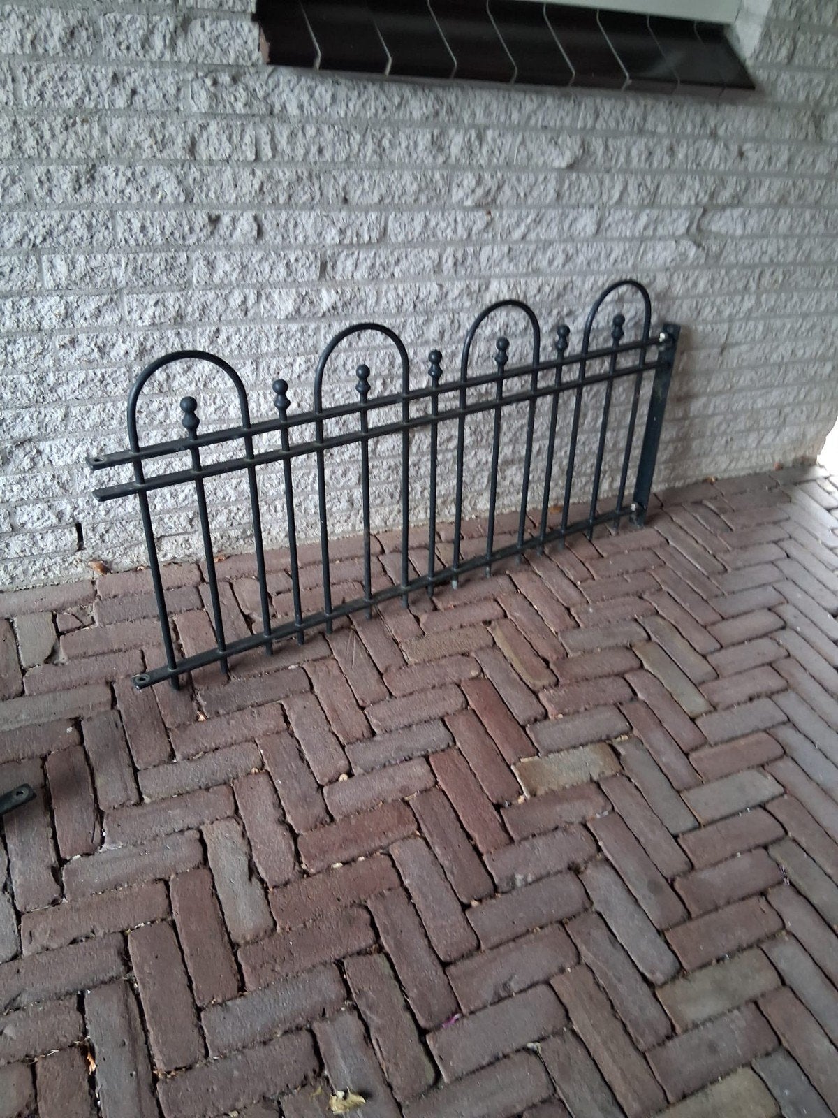 2x Recht Hekje en 2x Hekje met Bocht - Zwart IJzeren Tuinhek, Tuin en Terras, Ophalen, Gebruikt, IJzer, Tuinhek