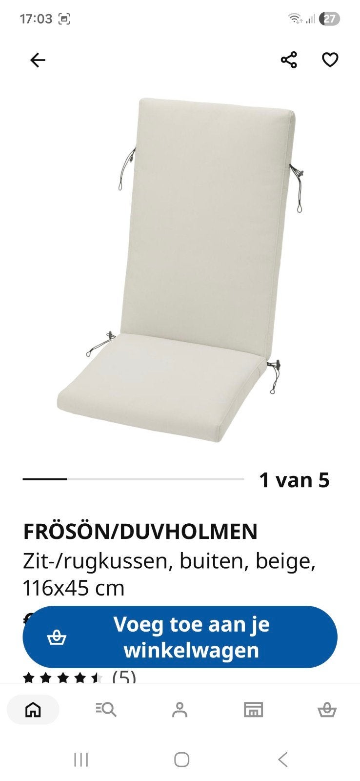 2 Zitkussens IKEA, Tuin en Terras, Ophalen, Gebruikt