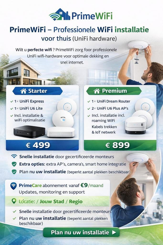 Professionele WiFi installatie voor thuis (UniFi hardware), Ophalen of Verzenden