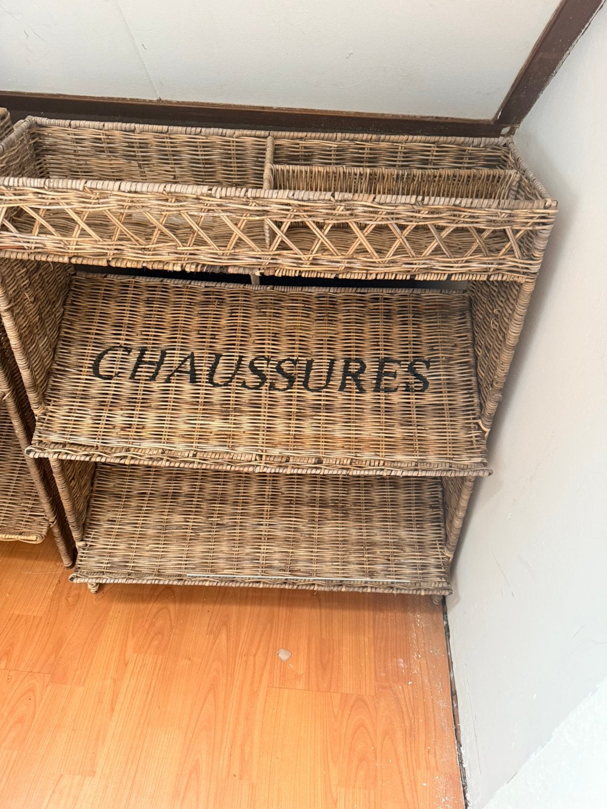 Rieten schoenenrek schoenenkast Rustic Rattan 80 x 70 x 29, Ophalen, Zo goed als nieuw
