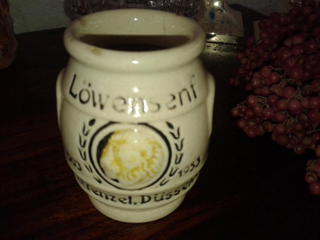 Brocante mosterdpotje Löwensenf 1903 - 1953 fifties, Antiek en Kunst, Ophalen of Verzenden