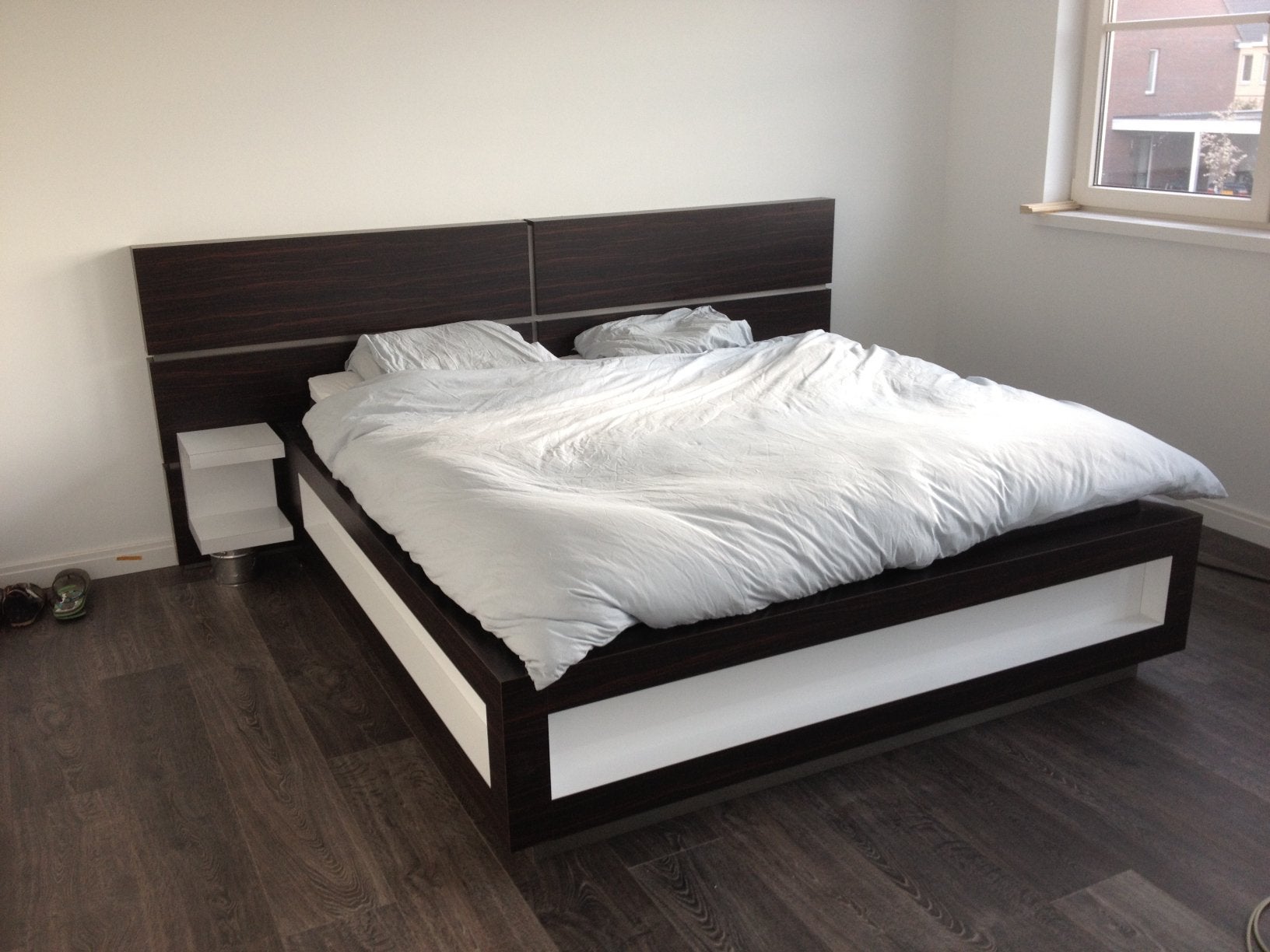 Bed ombouw met bedachterwand, Ophalen, Gebruikt, Tweepersoons