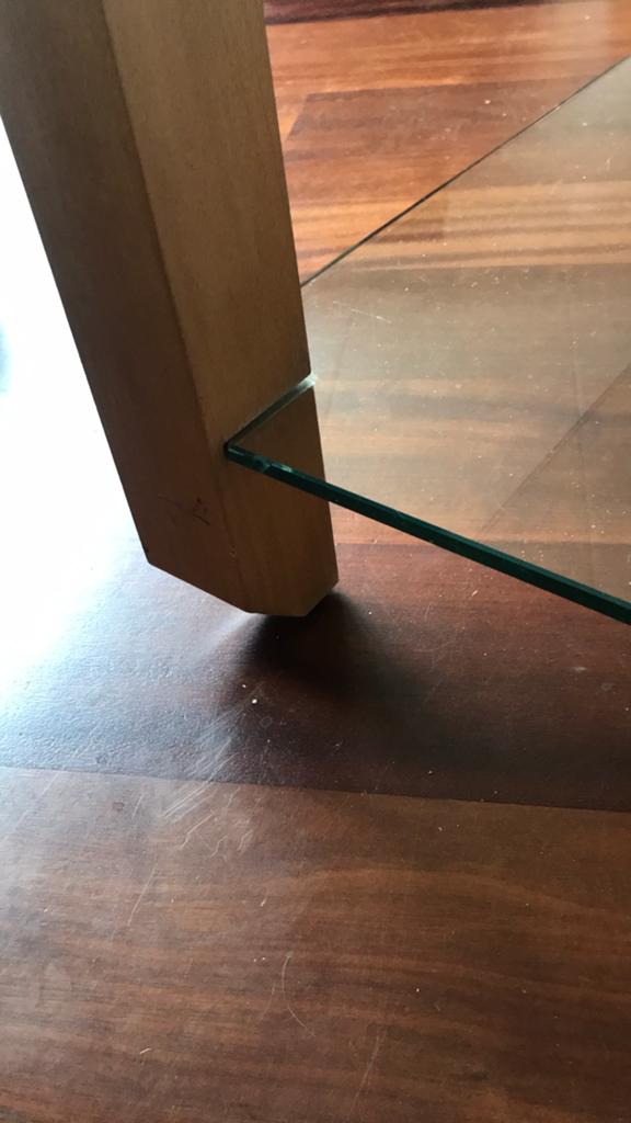 Stijlvolle Beuken Glazen Salontafel, Ophalen, Gebruikt, 100 tot 150 cm, Scandinavisch