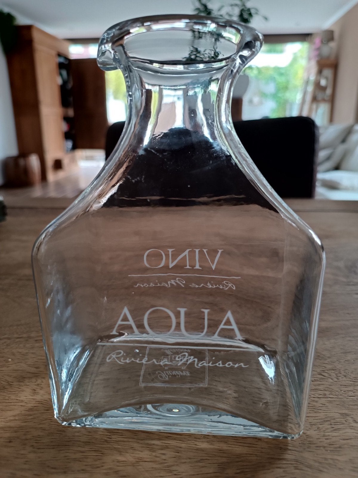 Riviera Maison Aqua Vino karaf/vaas nieuwstaat, Ophalen of Verzenden, Zo goed als nieuw, Transparant, Glas