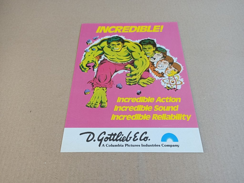 Folder: Gottlieb Hulk (1979) flipperkast, Verzamelen, Automaten | Flipperkasten, Verzenden, Gebruikt, Elektronisch, Flipperkast