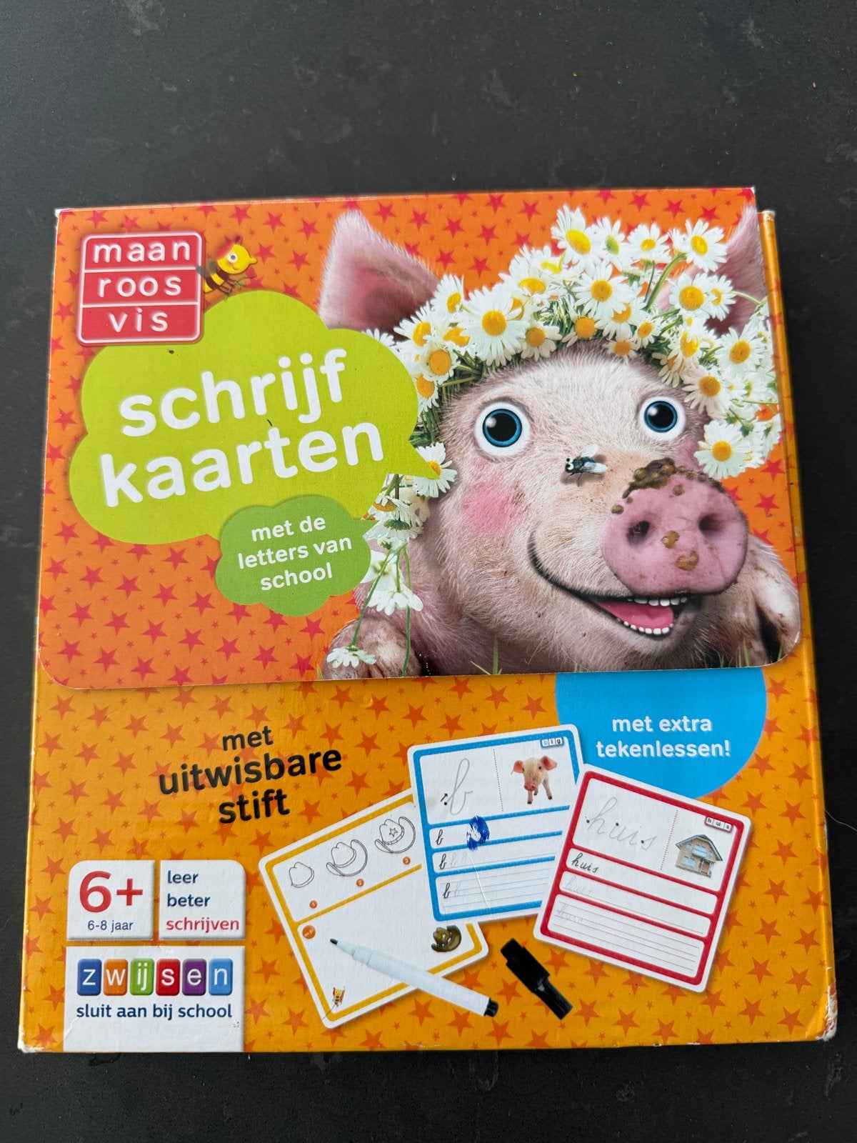 Maan Roos Vis Schrijfkaarten met whiteboard stiften, Ophalen of Verzenden, Gebruikt, Taal en Lezen