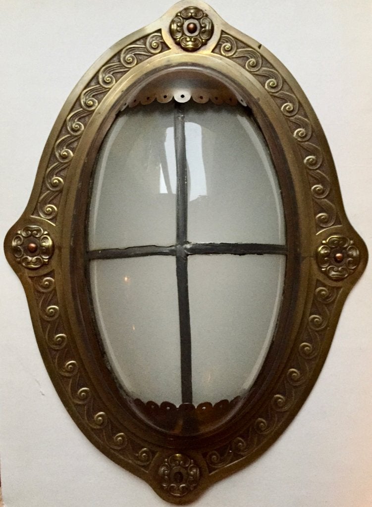 Jugendstil Wandlamp met Gebogen Glas in Lood, Ophalen of Verzenden