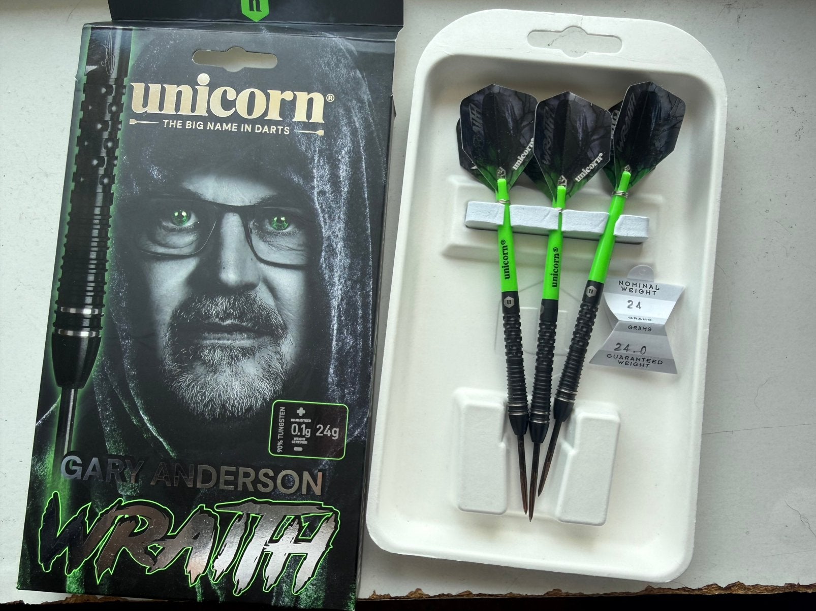 Gary Anderson Wraith 24g, Sport en Fitness, Darts, Ophalen of Verzenden, Zo goed als nieuw, Pijlen