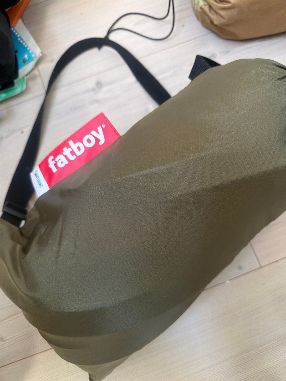 Fatboy Lamzac L inflatable lounge bank - Olijfgroen, Ophalen of Verzenden, Zo goed als nieuw, 1-persoons