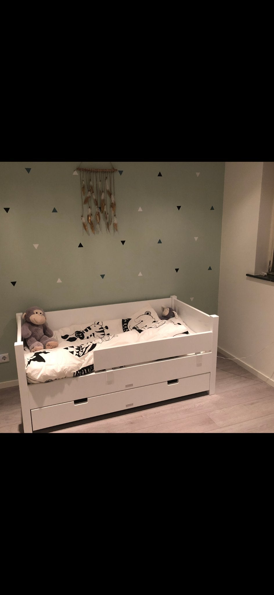 Wit juniorbed van Bopita met lade en uitvalbeveiliging, Ophalen, Gebruikt, Wit, 190 cm of minder