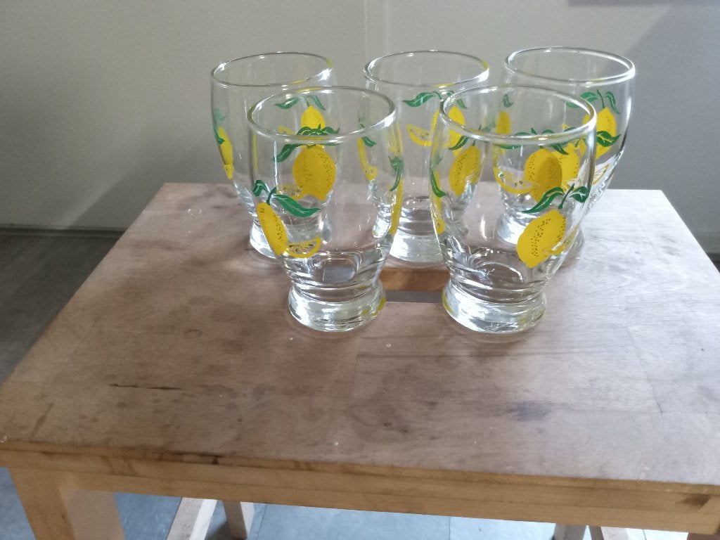 vintage glaasjes met citroen afbeelding, Antiek en Kunst, Ophalen of Verzenden