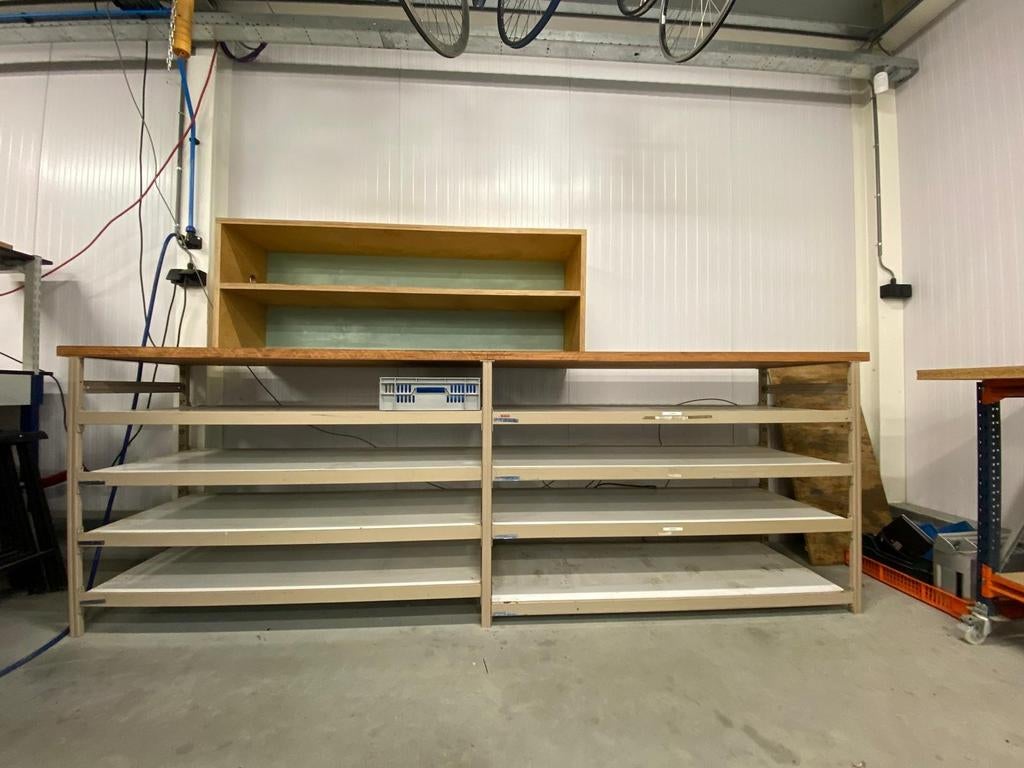 Overtoom Stellingkast Werkbank, Multiplex Blad en Bovenka, Ophalen of Verzenden