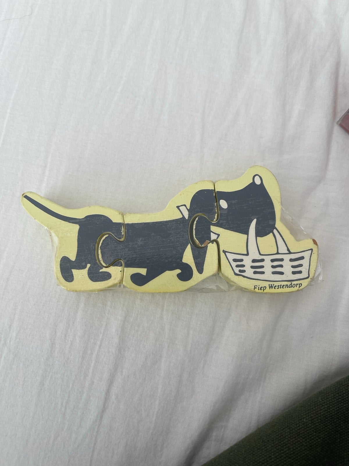 Houten puzzel Fiep Westendorp hond met mandje, 2 tot 4 jaar, Gebruikt, Ophalen of Verzenden, Van hout