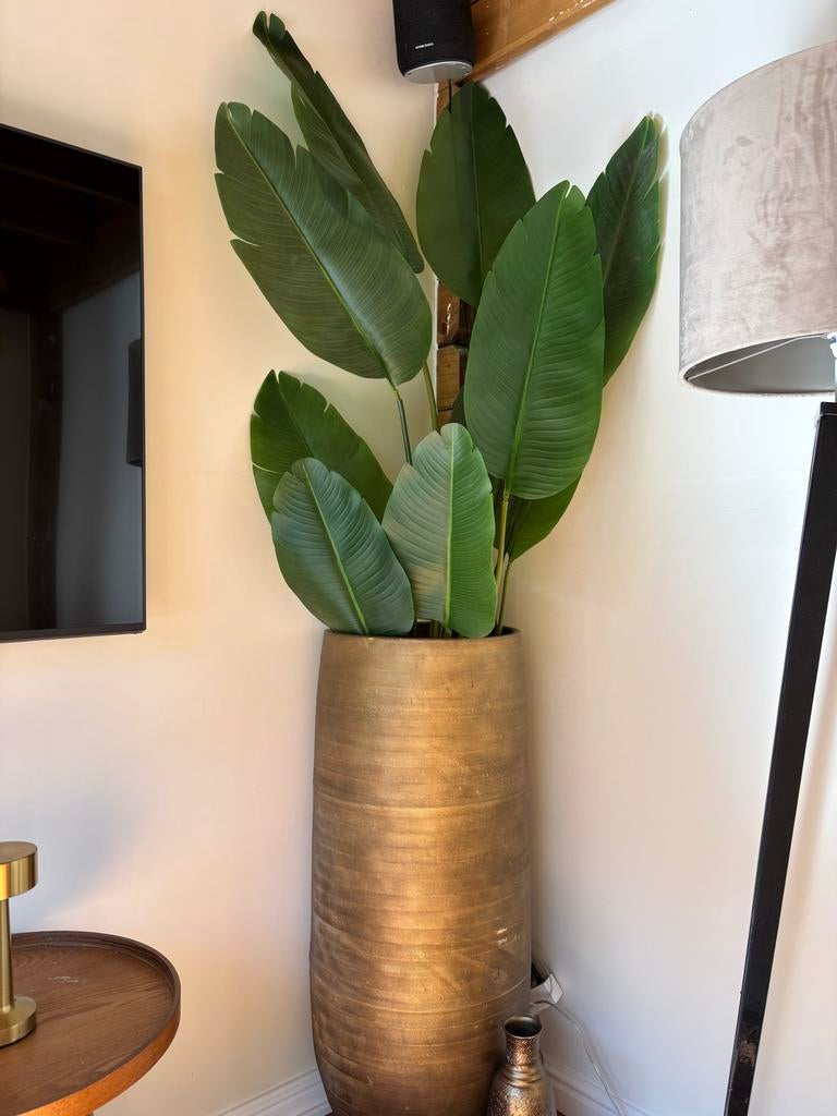 Grote vaas/pot met kunstplant - 190 cm hoog, Huis en Inrichting, Binnen, Kunstplant, Ophalen of Verzenden, Kunststof