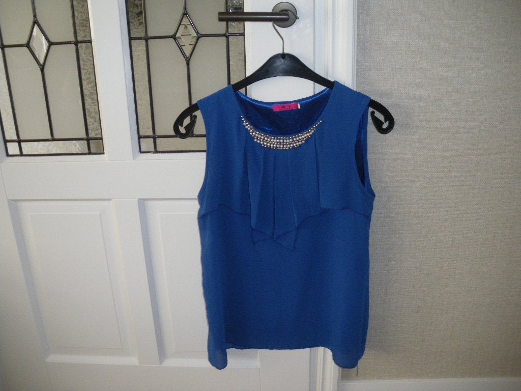 nieuw mooi kobalt blauw zomer topje ketting merk h f mt 38, Maat 38/40 (M), Blauw, Nieuw, Ophalen of Verzenden