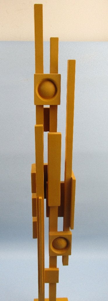 HK living skyline houten sculptuur okergeel, Gebruikt, 8 cm, 63 cm, Decoratieobject