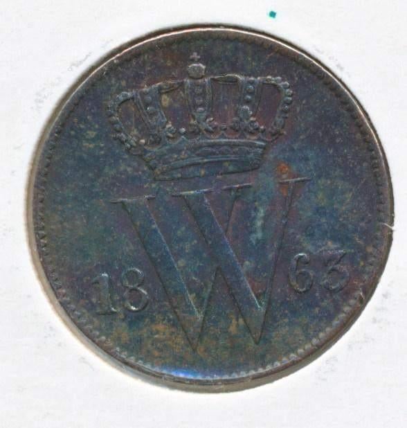 Nederland 1 cent 1863 Willem 3, Postzegels en Munten, Munten | Nederland, Ophalen of Verzenden, Koning Willem III, 1 cent, Losse munt