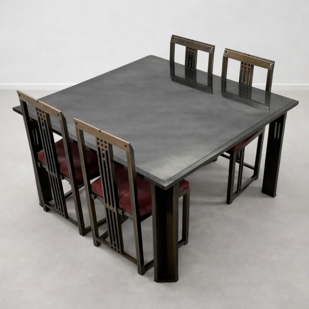 Vintage Giorgetti Galaxy Eetset Umberto Asnagi Design, Ophalen of Verzenden, Zo goed als nieuw, Design, 4 tot 6 stoelen