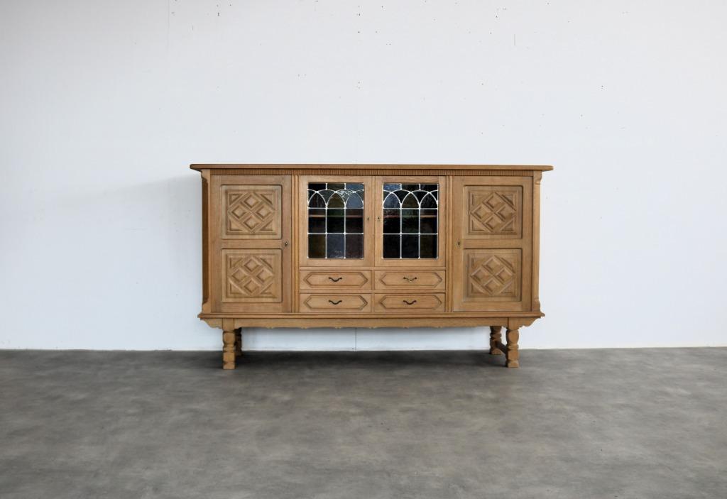 brutalist buffetkast | sideboard | jaren 60 | Deens, Glas, Gebruikt, Met deur(en), 200 cm of meer