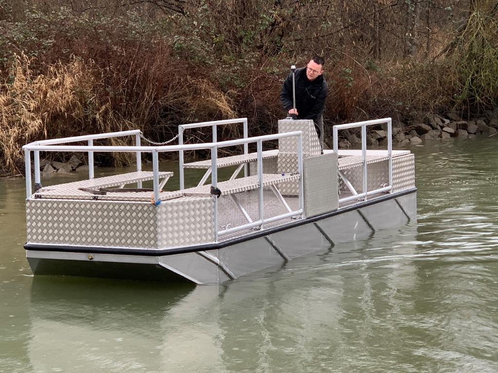 Ponton, pont, pontonboot, aluminium, stalen vlet, werkvlot, Ophalen, Minder dan 10 meter, Nieuw, 2971 VP