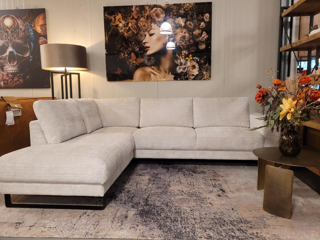 Hoekbank Brandon |  taupe/wit/ beige / bruin ACTIE!, 250 tot 300 cm, Hoekbank, Nieuw, Ophalen of Verzenden